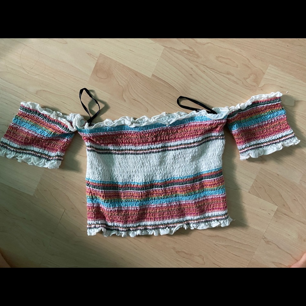 striped ruffle summer crop top